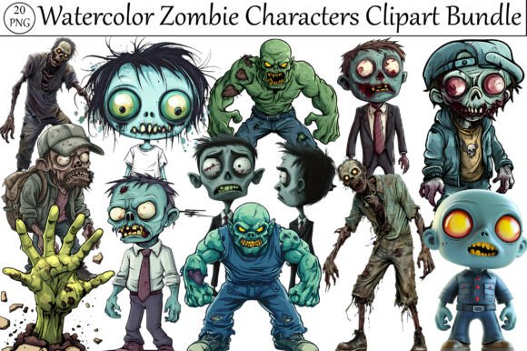 Download Watercolor Zombie Characters - Zombie Collection